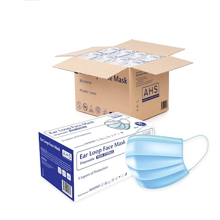 American Hospital Supply Earloop Masks Disposable, 2000PK AHSFM1_CS